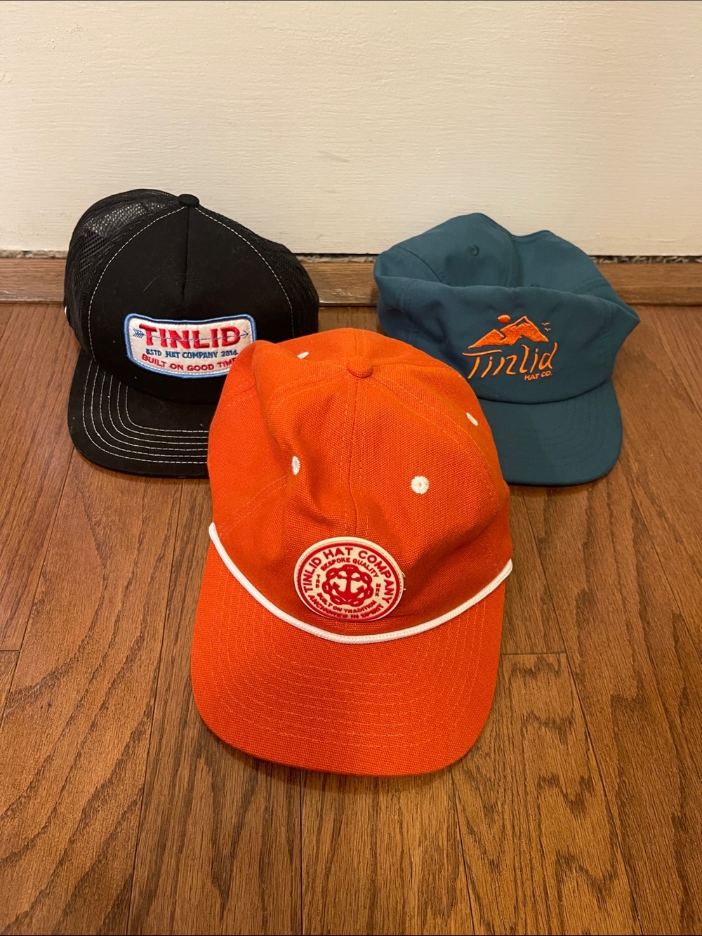 Three Tin Lid Brand Hats